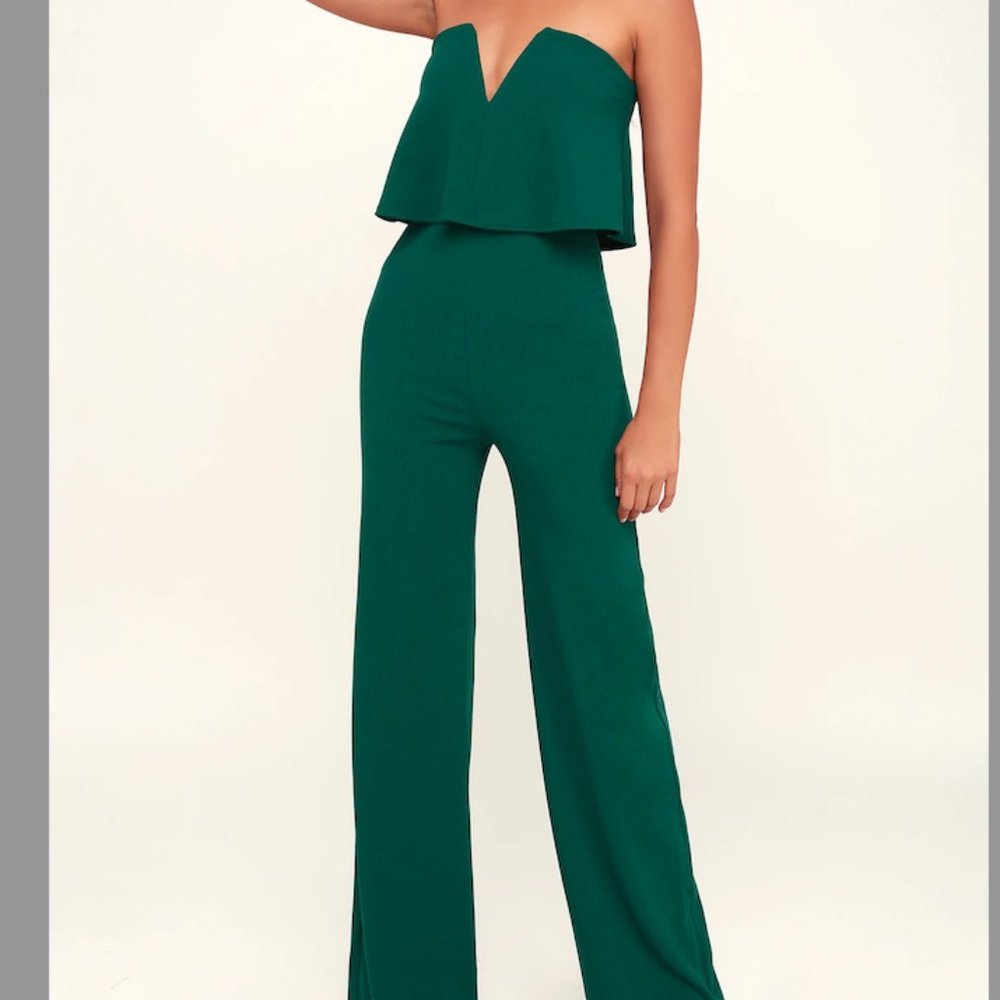 Power of Love Emerald Green Strapless Jumpsuit